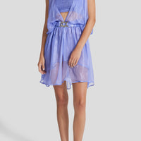 Xenia glitter-infused lavender mini dress