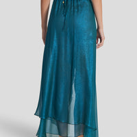 Thalia glitter-infused petrol skirt