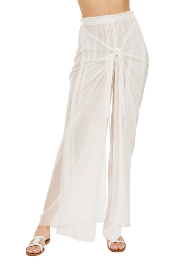 Melinoe white silk-tulle wrap pants