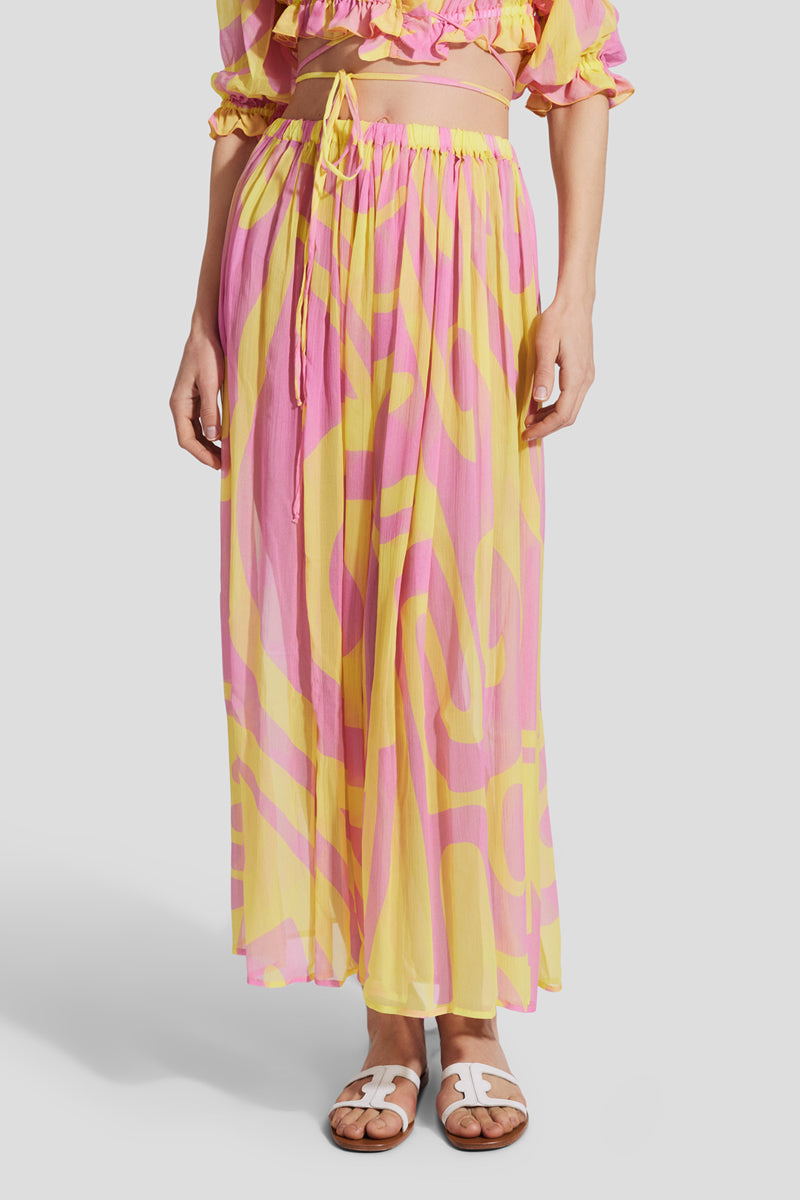 Melina yellow printed skirt