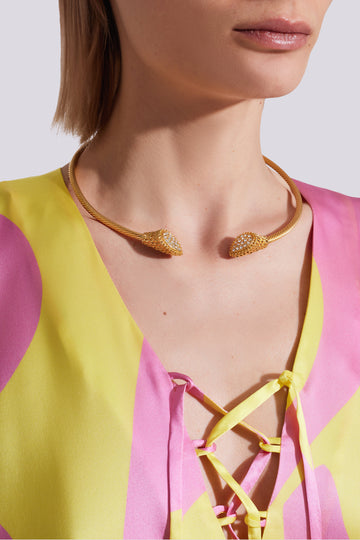 Thalia gold plated collar necklace