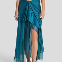 Thalia glitter-infused petrol skirt