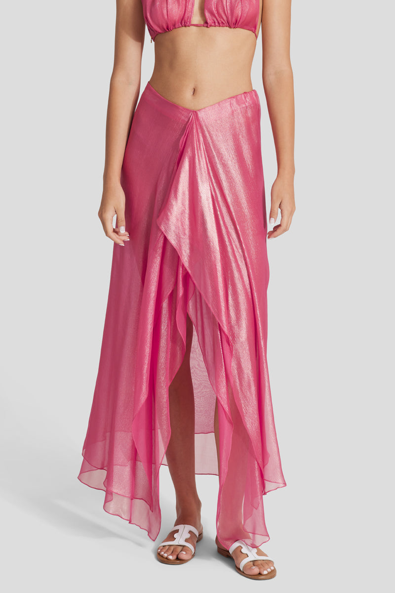 Thalia glitter-infused watermelon skirt