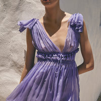 Elpis glitter-infused lavender mini dress