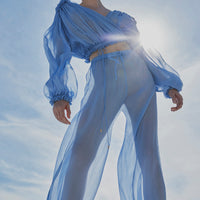 Aktaia light blue silk pants