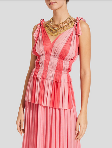 Aphrodite coral-pink silk-tulle top